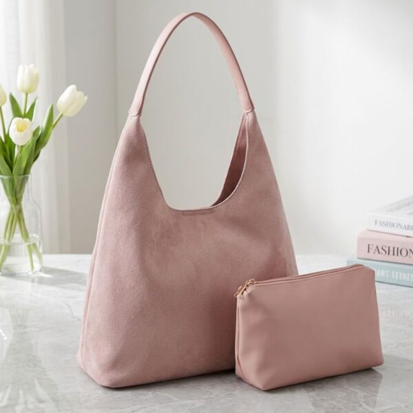 14_0f616592-a3f4-4242-90d4-2d01af131e03.jpg Slouchy Vegan Suede Shoulder Bag, Hobo Tote - NOA
