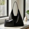 14_c1869ae9-5020-4672-881e-cb1475d39dc6.jpg Slouchy Vegan Suede Shoulder Bag, Hobo Tote - NOA