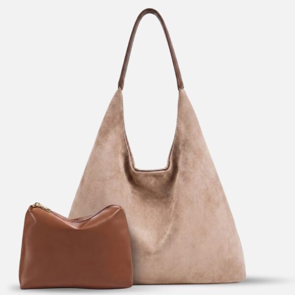 14_e7cb1896-a4d1-4531-a59c-a35155f53bdd.jpg Slouchy Vegan Suede Shoulder Bag, Hobo Tote - NOA