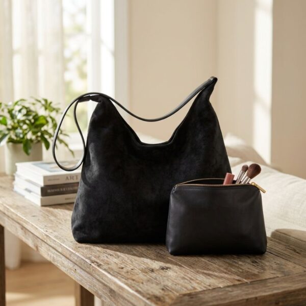 15_dc5c9a4d-caa9-4aec-93e0-267ae7732c1a.jpg Slouchy Vegan Suede Shoulder Bag, Hobo Tote - NOA