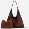 17.jpg Slouchy Vegan Suede Shoulder Bag, Hobo Tote - NOA