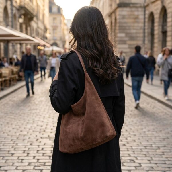19.jpg Slouchy Vegan Suede Shoulder Bag, Hobo Tote - NOA