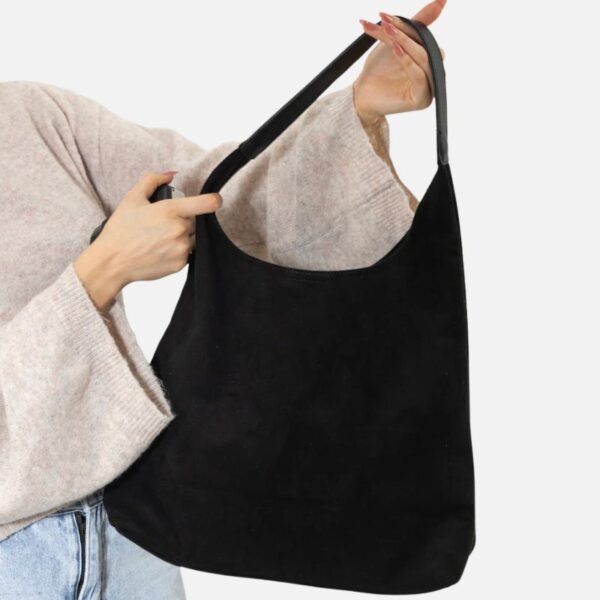 25.jpg Slouchy Vegan Suede Shoulder Bag, Hobo Tote - NOA
