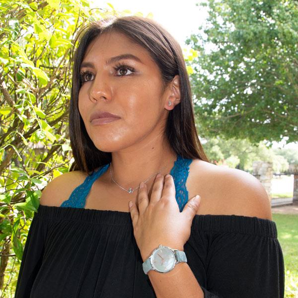 Teal Suede Fashion Watch