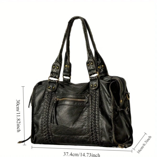 FREYA_dimensions.jpg Large Vintage Handbag, 13" Laptop Zip Tote - FREYA